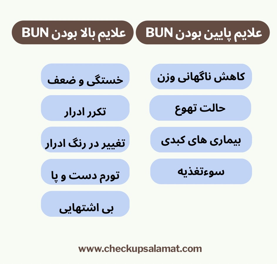 علائم بالا و پایین بودن bun