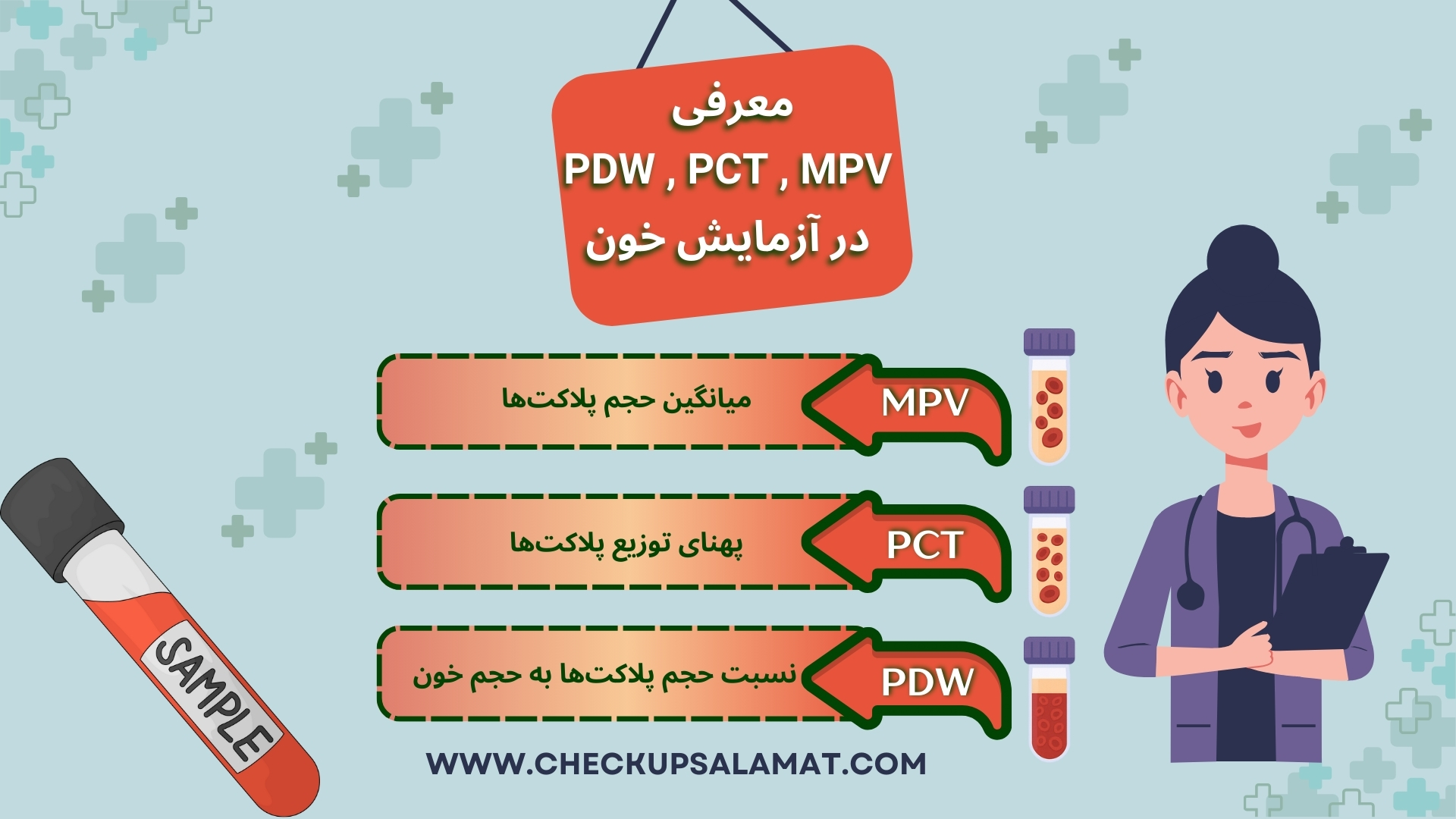ارتباط PDW ، PCT و MPV